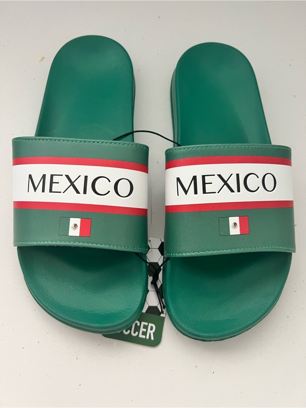 NWT Mexico Flag Slide Sandals Green Men’s Size 9/10